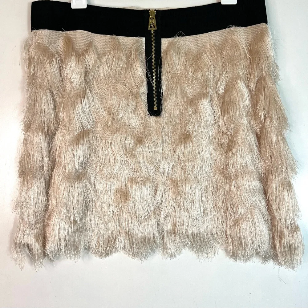 Sail to Sable Fringe Mini Skirt Cream Size 8